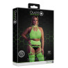Ouch! Glow Ensemble Bustier Dos nu et Porte-Jarretelles 2 Pièces Vert Fluo